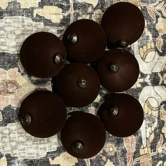 NWT 8- Flocked Velvet Fabric Christmas Ball Ornaments - Picture 3 of 7